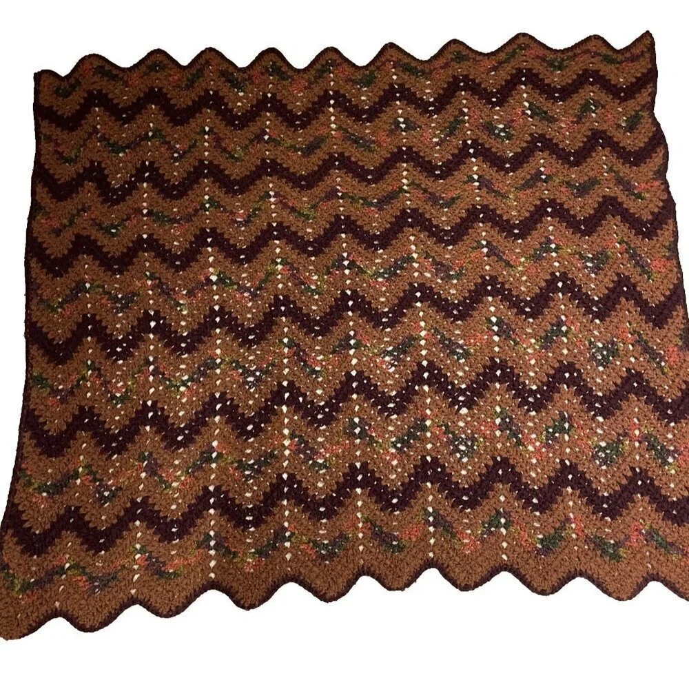 Vintage Handmade Crochet Afghan Throw 51x48